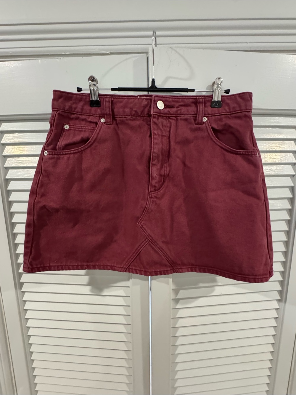 ROLLA'S Wine Red Denim Mini Skirt
